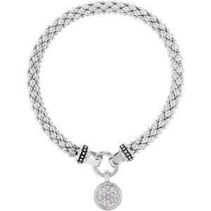 Nine West Women's Silvertone Crystal Pave Circle Stretch Bracelet